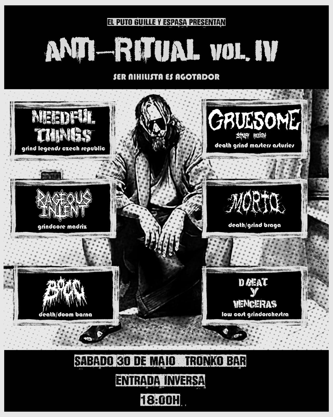 Concierto de Grind-Core en el Tronkobar: Anti-Ritual Vol. IV en Pontevedra