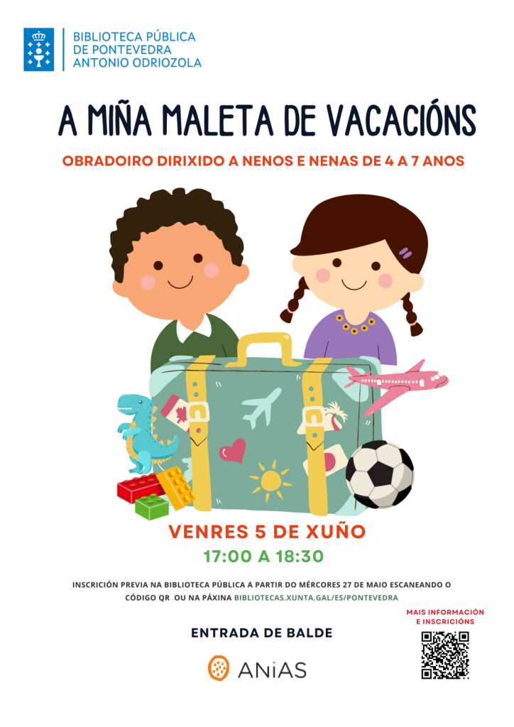 Exposición Infantil "A miña maleta de vacacións" en la Biblioteca Pública de Pontevedra