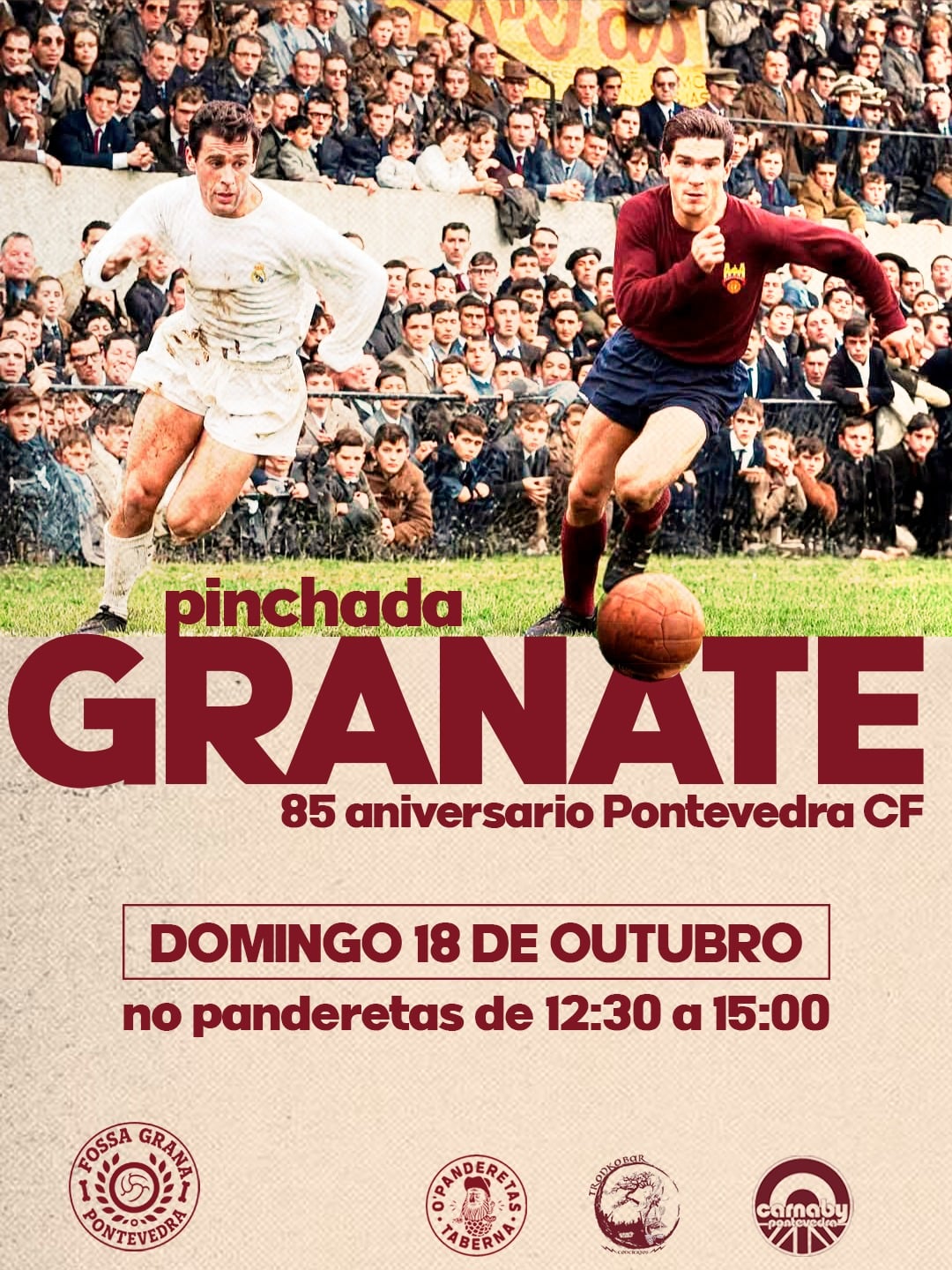 Pinchada granate por el 85 aniversario del Pontevedra CF en Pontevedra