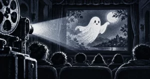Ilustración de Cinema de medo · Poio