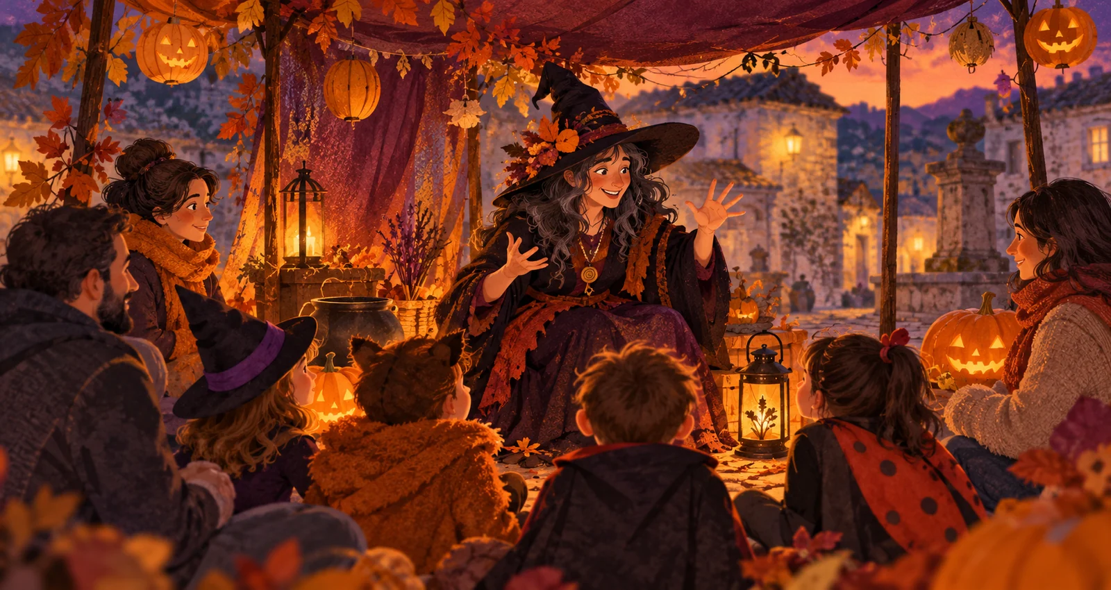 Ilustración de Fiesta infantil y Furna das Meigas · Poio