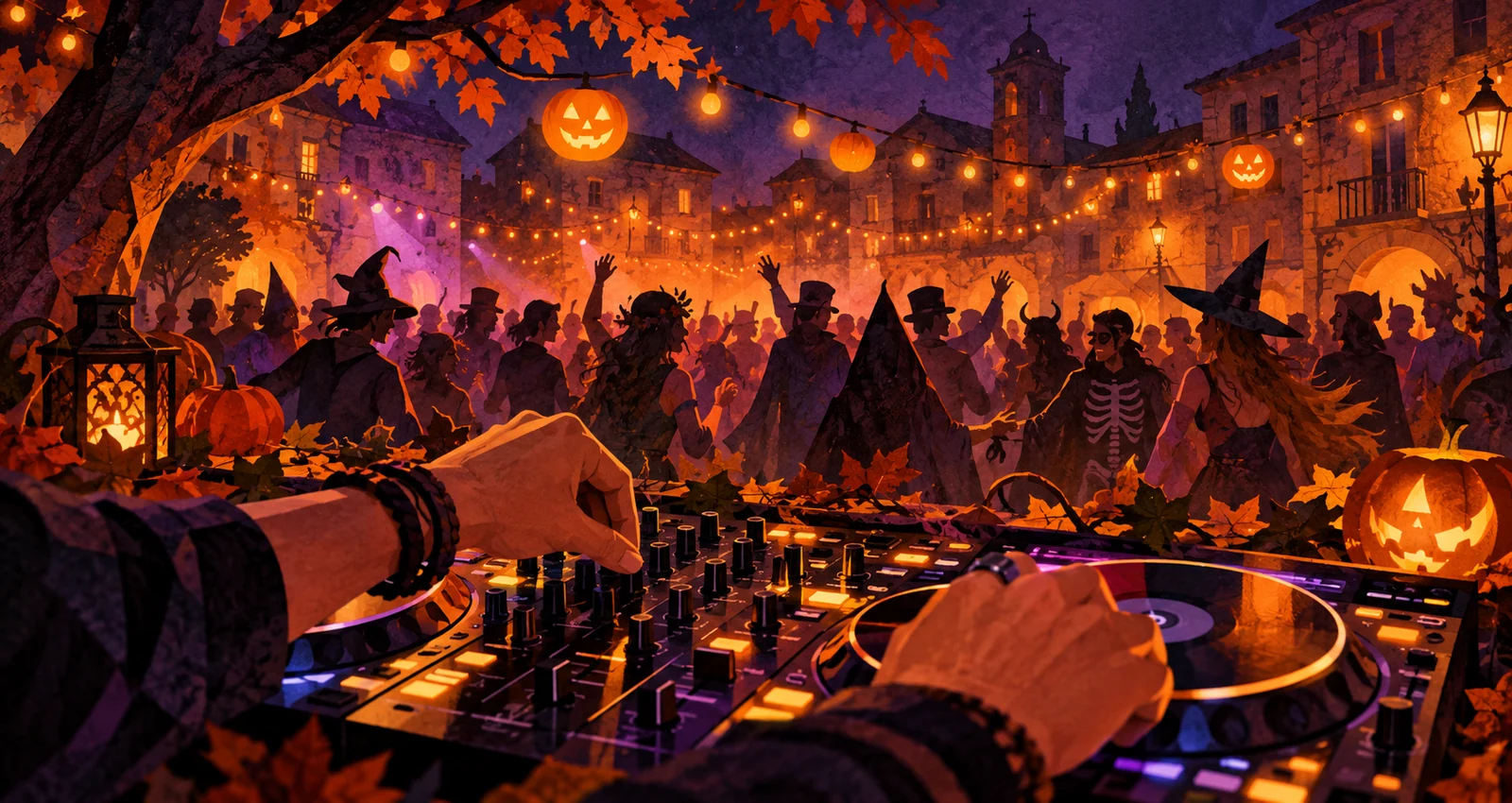 Ilustración de Fiesta terrorífica con DJ · Cambados
