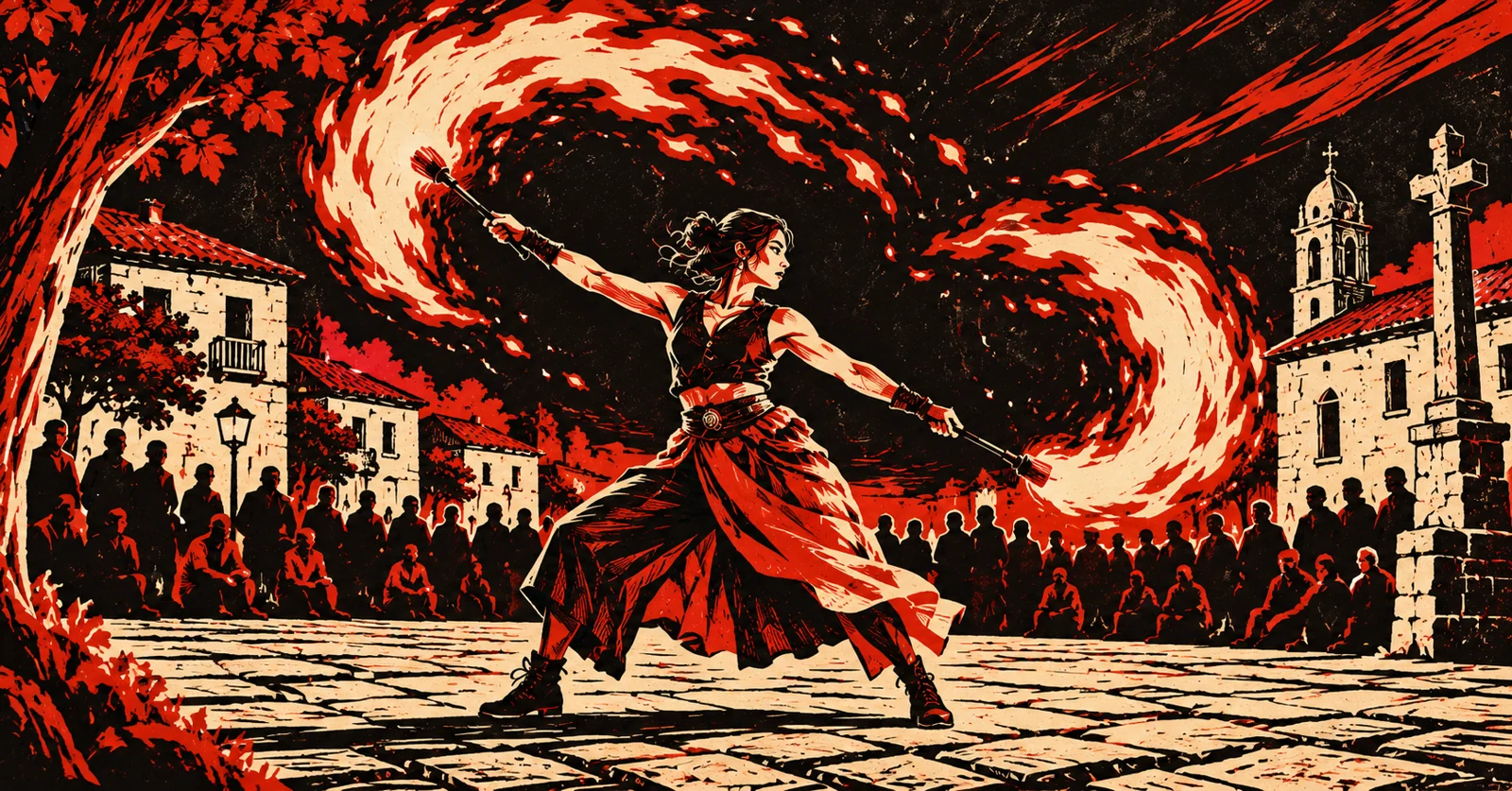Ilustración de Malabares y fuego · Poio